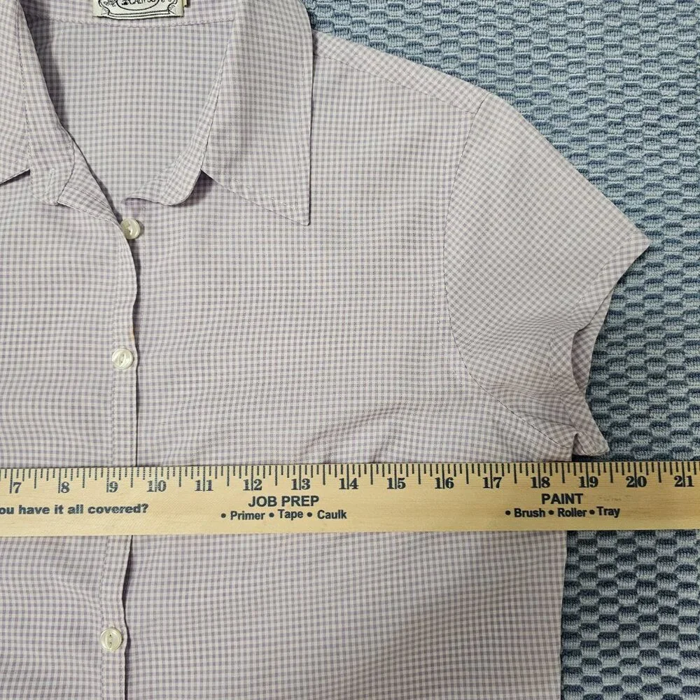 Calypso Lavender White Gingham Checkered Button Down Shirt Seersucker Top Size M - Picture 5 of 7